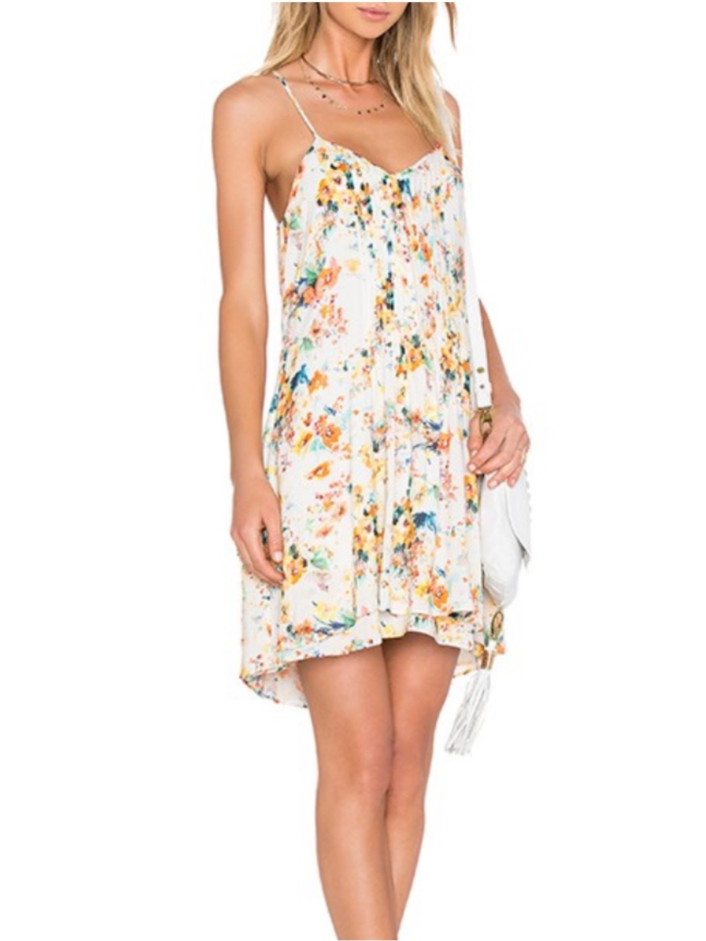 Sanctuary White Floral Spaghetti Strap Dress size L